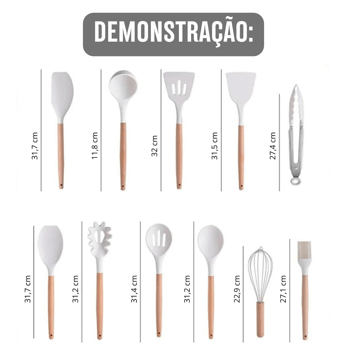 Conjunto de Utensílios de Cozinha Completo Cinza - 19 peças