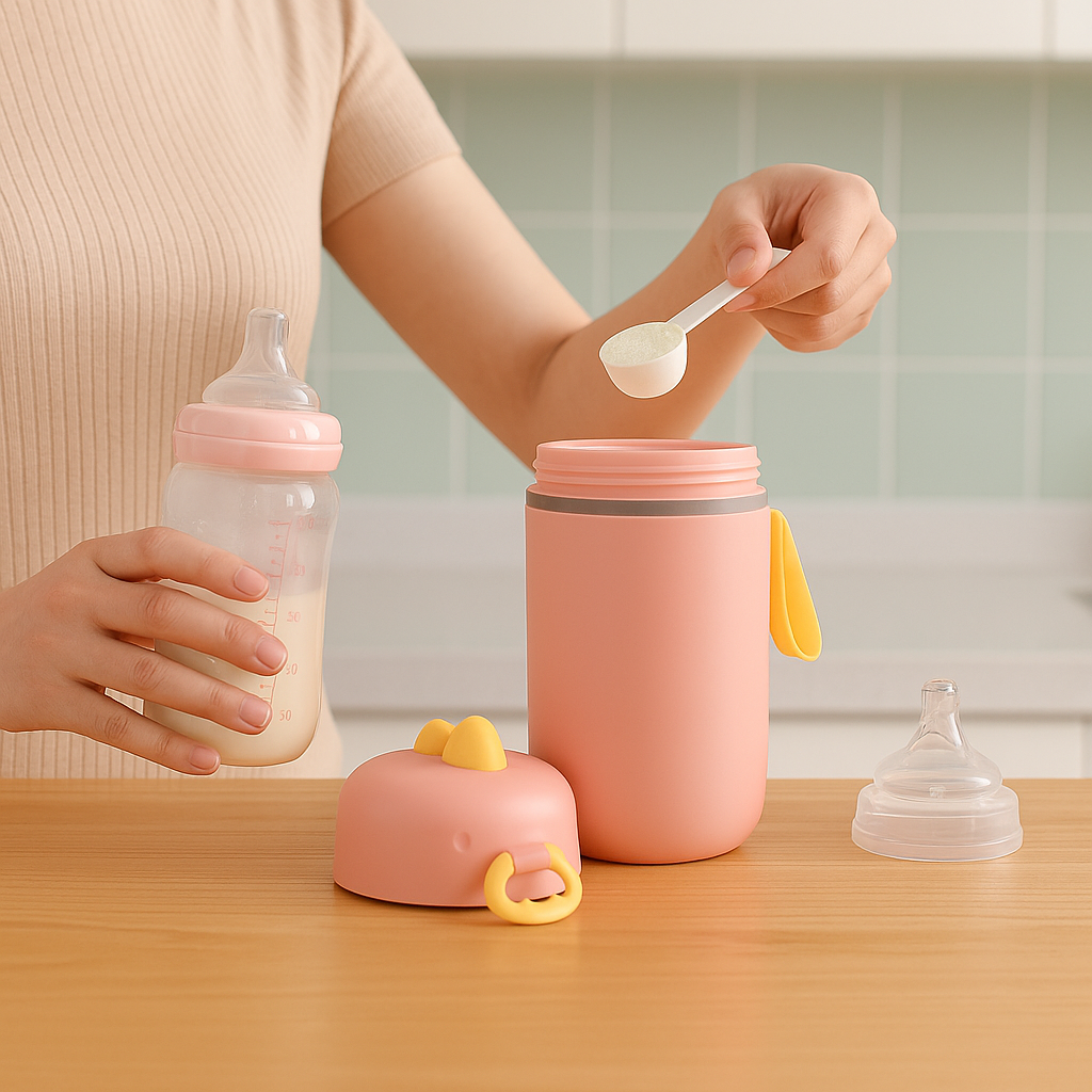 Pote Dosador de Leite em Pó Infantil com Colher Medidora Ros