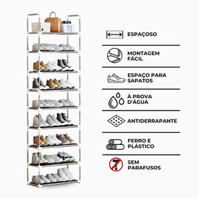 Sapateira Vertical organizador com 9 Prateleiras