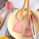 Conjunto de Utensílios de Cozinha Silicone e Cabo de Madeira