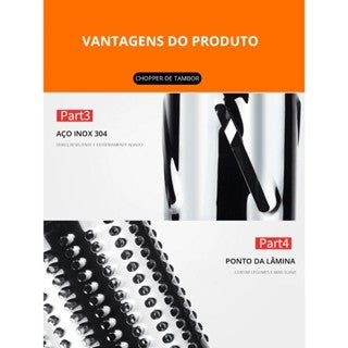 Fatiador Manual de Legumes Giratório Multiuso Inox 3 em 1