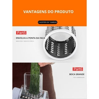 Fatiador Manual de Legumes Giratório Multiuso Inox 3 em 1
