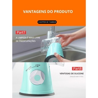 Fatiador Manual de Legumes Giratório Multiuso Inox 3 em 1