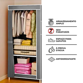 Guarda Roupa Closet Dobrável Organizador com Capa de Tecido