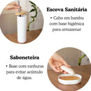 Conjunto de Acessório para Banheiro Preto Bambu 6 Peças