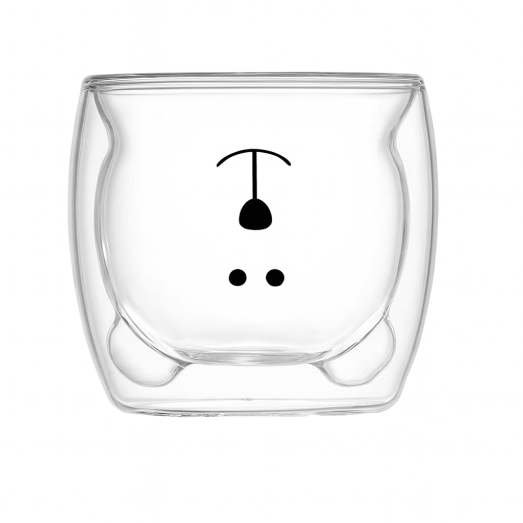 Caneca Urso Dupla Camada de Vidro Resistente ao Calor – 250m