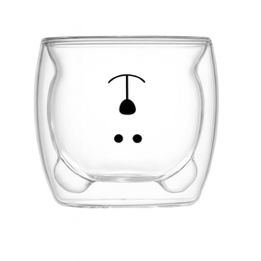 Caneca Urso Dupla Camada de Vidro Resistente ao Calor – 250m