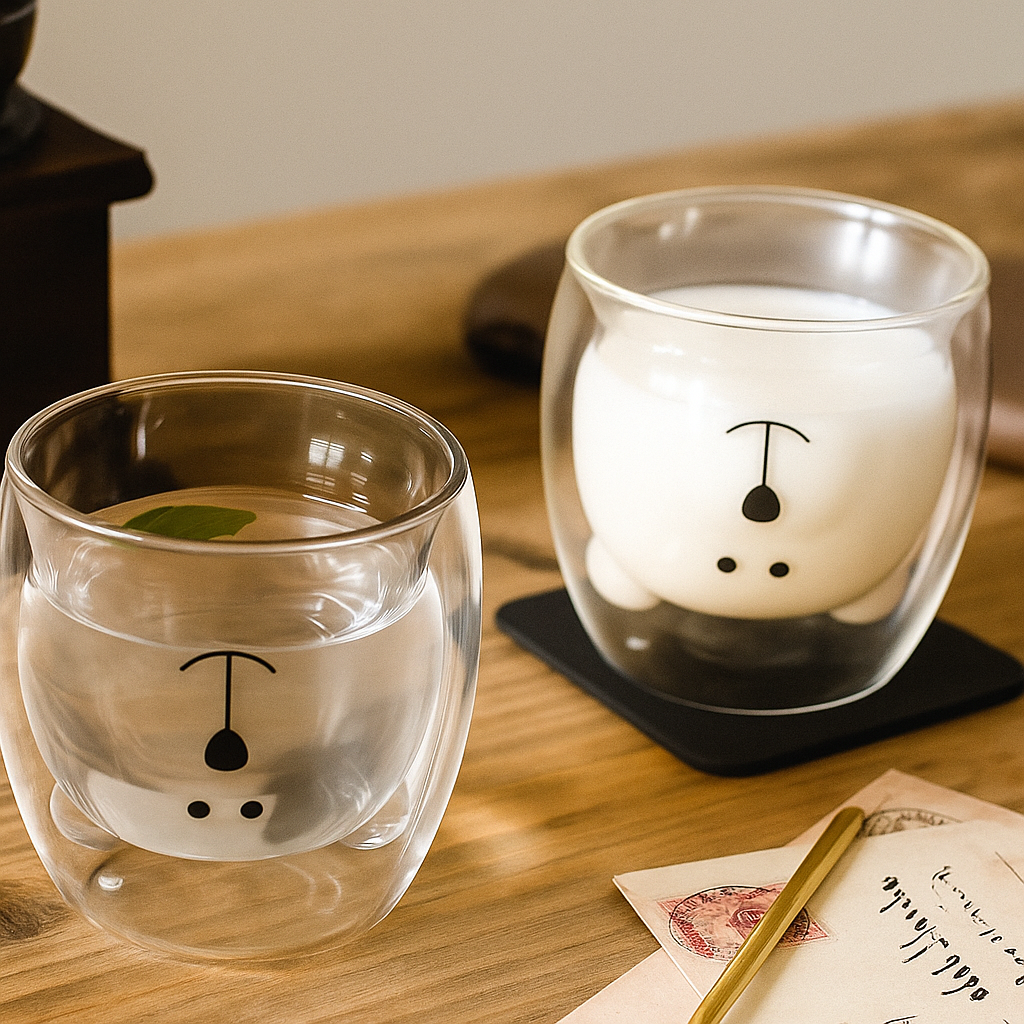 Caneca Urso Dupla Camada de Vidro Resistente ao Calor – 250m