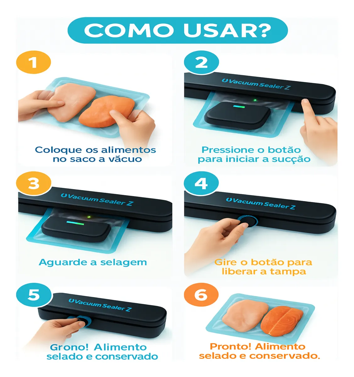 Máquina Seladora Portátil Vácuo De Alimentos